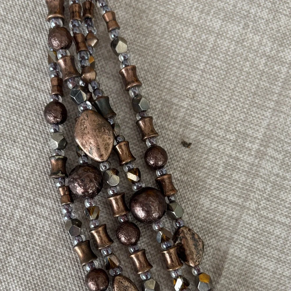 Chic Multi-Strand Bronze Necklace - Picture 3 of 6
